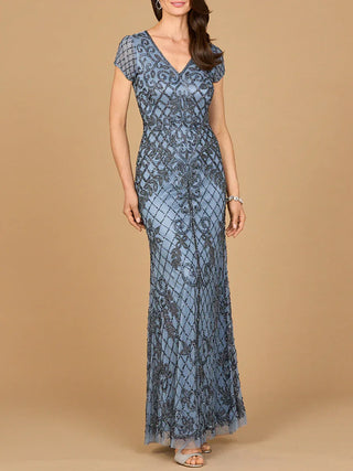 Cap Sleeve Mermaid Beaded Gown - Glamourous Grace
