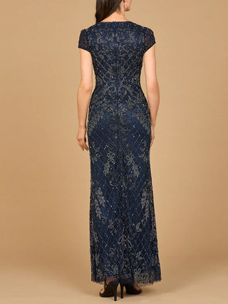 Cap Sleeve Mermaid Beaded Gown - Glamourous Grace