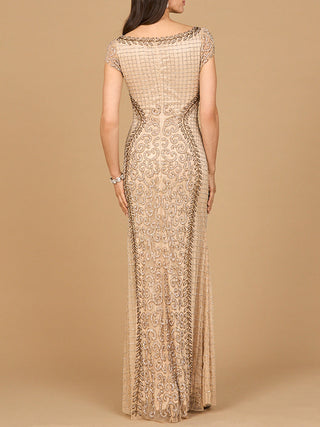 Beaded Mermaid Cap Sleeve Gown - Glamourous Grace