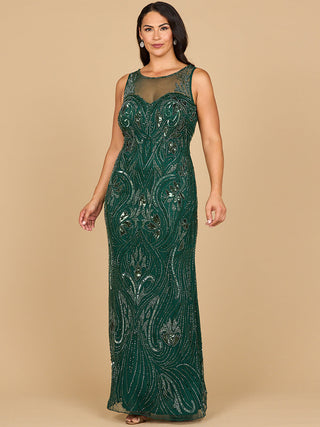 Beaded High Neckline Gown - Glamourous Grace