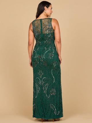 Beaded High Neckline Gown - Glamourous Grace