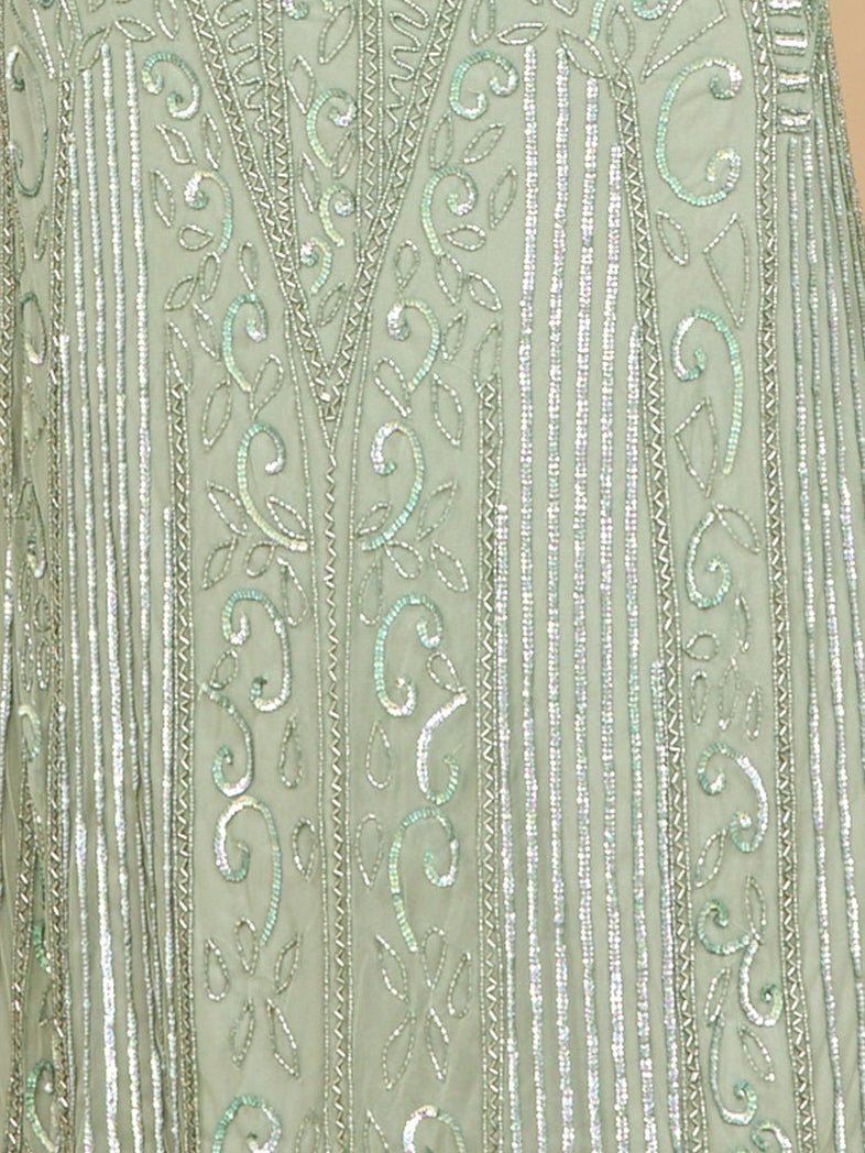 Long Sleeve Geometric Beaded Gown | 28875 - Glamourous Grace