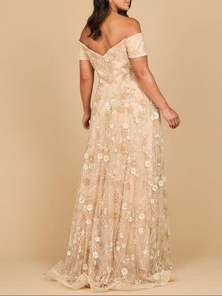 Off Shoulder A-Line Floral Gown | 28882 - Glamourous Grace