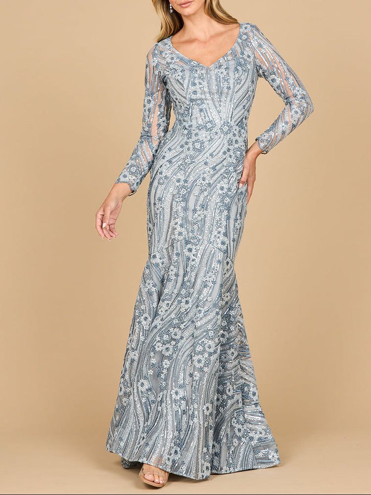 Mermaid, Long Sleeve Gown | 28885 - Glamourous Grace