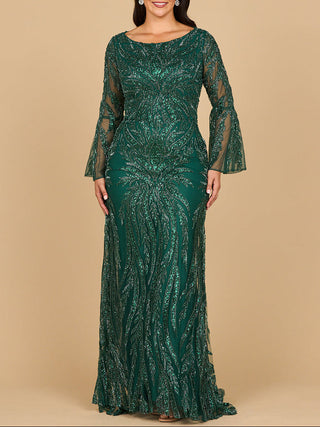 Lara 28887 - High Neck Beaded Dress with Bell Sleeves - Glamourous Grace