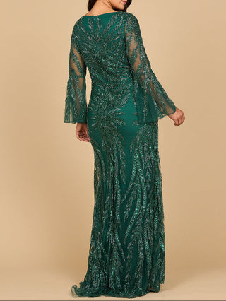 Lara 28887 - High Neck Beaded Dress with Bell Sleeves - Glamourous Grace