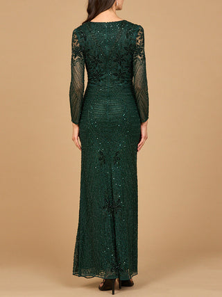 Long Sleeve Beaded Maxi Gown - Glamourous Grace