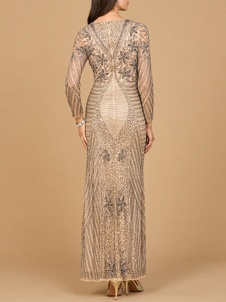 Long Sleeve Beaded Maxi Gown - Glamourous Grace