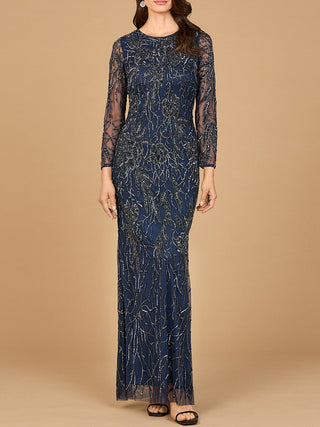 High Neck, Long Sleeve Beaded Gown | 28889 - Glamourous Grace