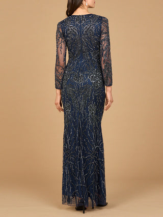 High Neck, Long Sleeve Beaded Gown | 28889 - Glamourous Grace
