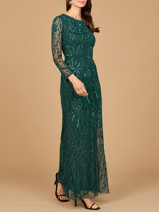 High Neck, Long Sleeve Beaded Gown | 28889 - Glamourous Grace