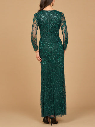 High Neck, Long Sleeve Beaded Gown | 28889 - Glamourous Grace