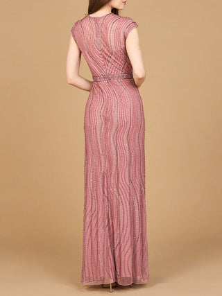 Cap Sleeve, Illusion Neck Beaded Gown - Glamourous Grace