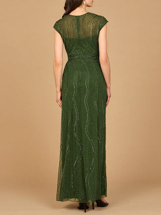 Cap Sleeve, Illusion Neck Beaded Gown - Glamourous Grace