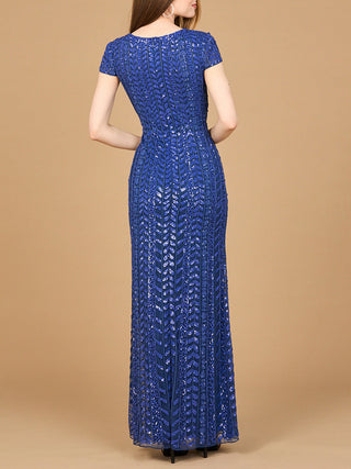 Beaded Gown with Glamourous Cap Sleeves - Glamourous Grace