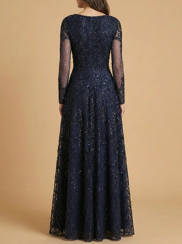 Long Sleeve High Neck Gown | 28904 - Glamourous Grace