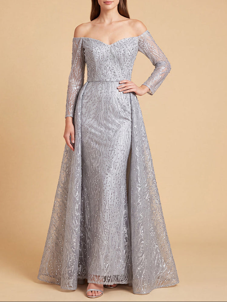 Lara 28905 - Off Shoulder Overskirt Gown - Glamourous Grace