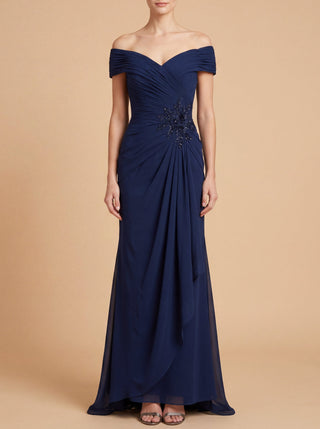 Off Shoulder Elegant Chiffon Gown