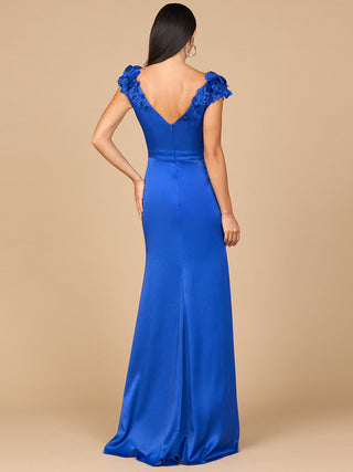 V-Neck, Satin Backed Crepe Gown - Glamourous Grace