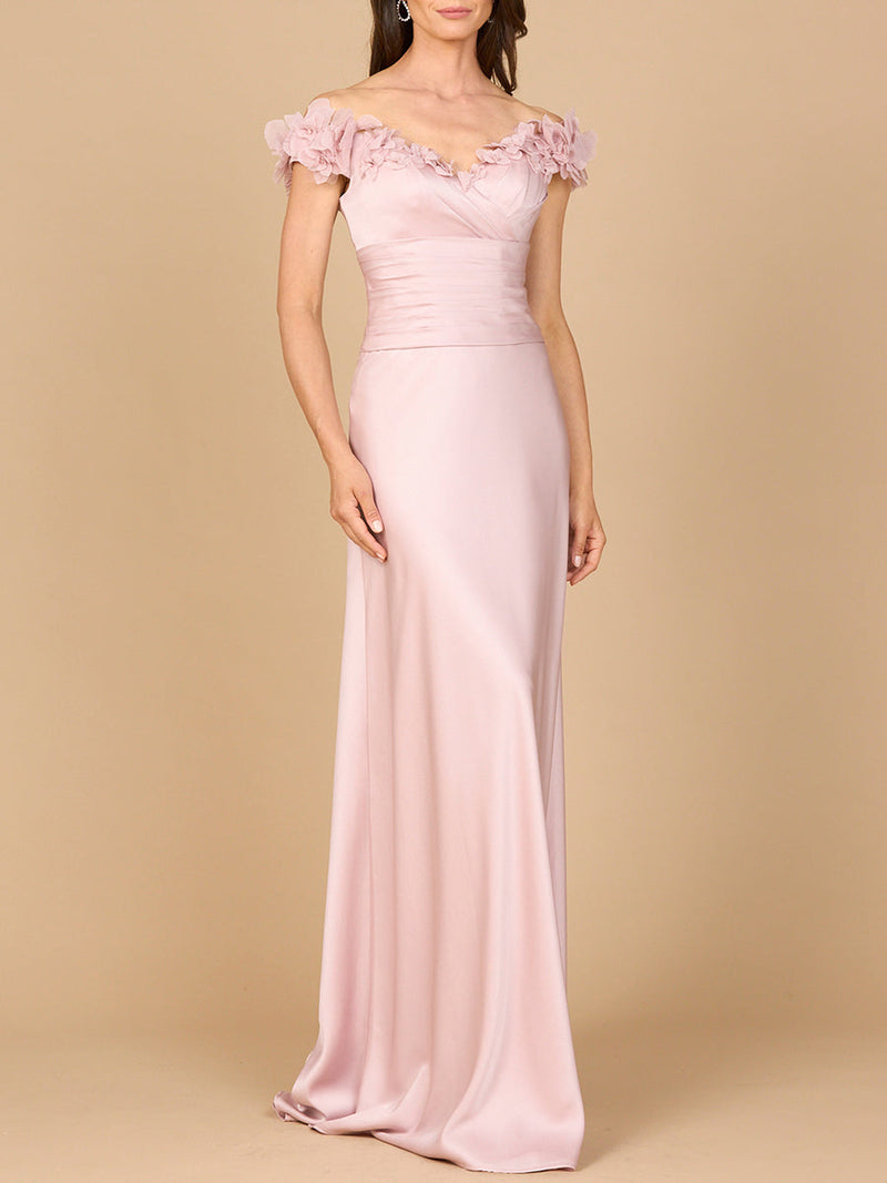 Off Shoulder Satin Gown - Glamourous Grace