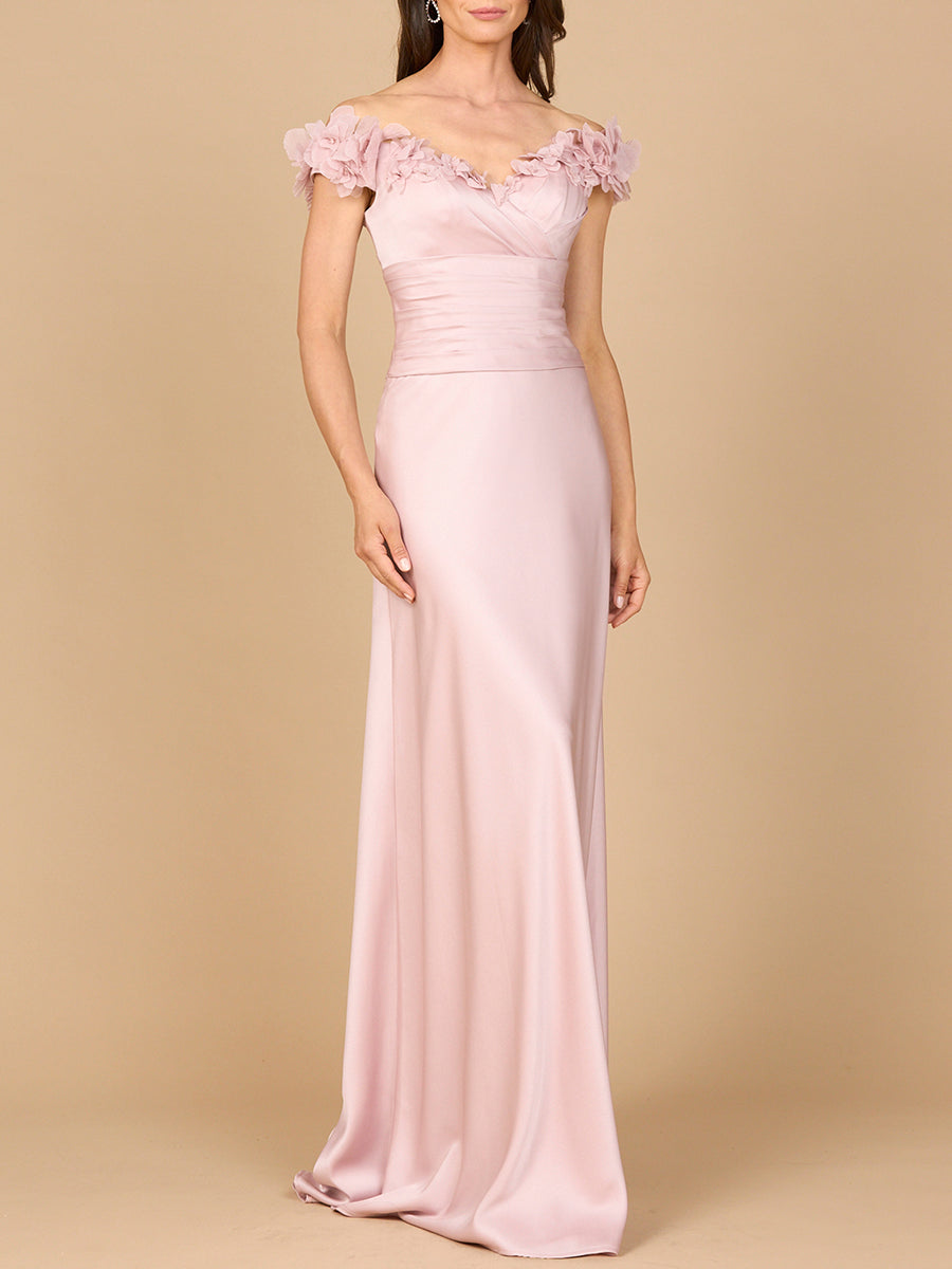 Off Shoulder Satin Gown - Glamourous Grace