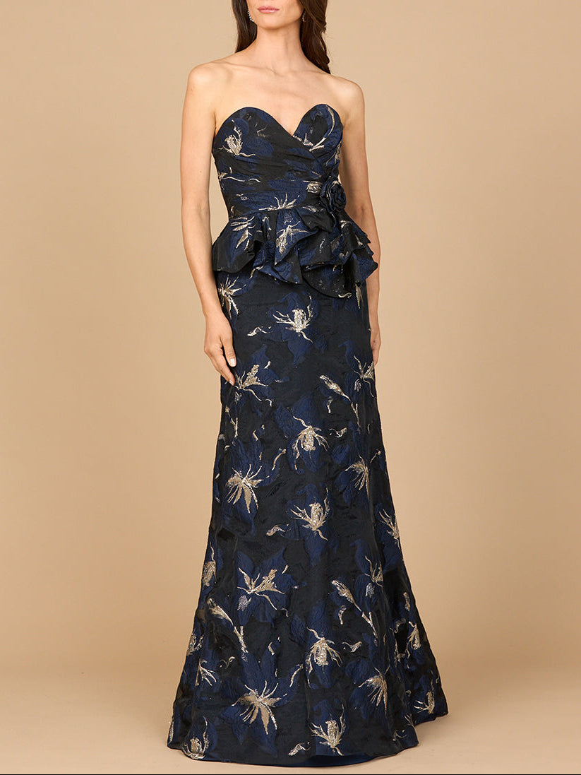 Strapless Brocade Gown with Bolero - Glamourous Grace