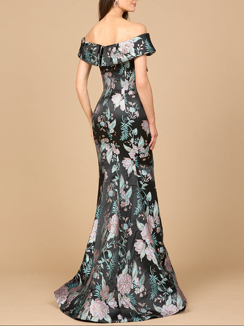Fitted, Mermaid Brocade Gown - Glamourous Grace