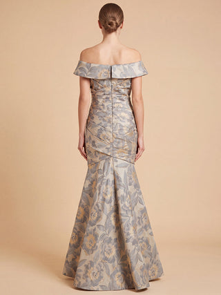 Off Shoulder Brocade Mermaid Gown - Glamourous Grace