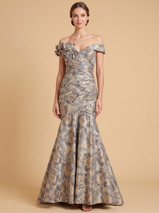 Off Shoulder Brocade Mermaid Gown - Glamourous Grace