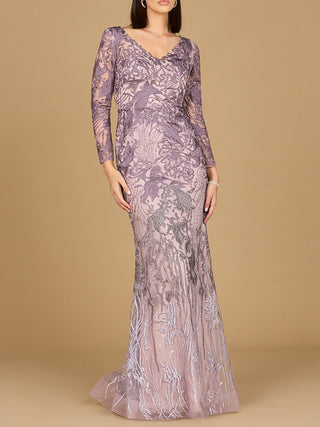 Long Sleeve V-Neck Mermaid Gown - Glamourous Grace