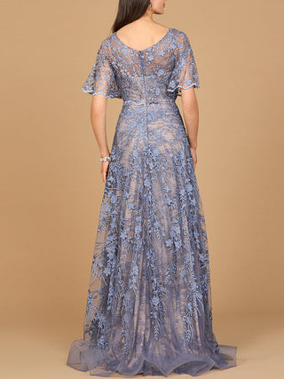 Elegant Cape Sleeve A-line Gown - Glamourous Grace