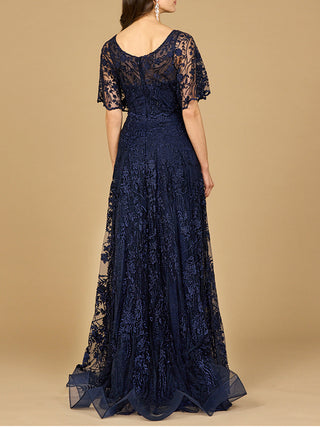 Elegant Cape Sleeve A-line Gown - Glamourous Grace