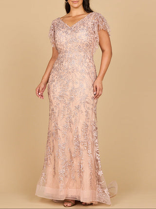 Cap Sleeve Mermaid V-neck Gown - Glamourous Grace
