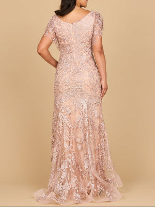 Cap Sleeve Mermaid V-neck Gown - Glamourous Grace