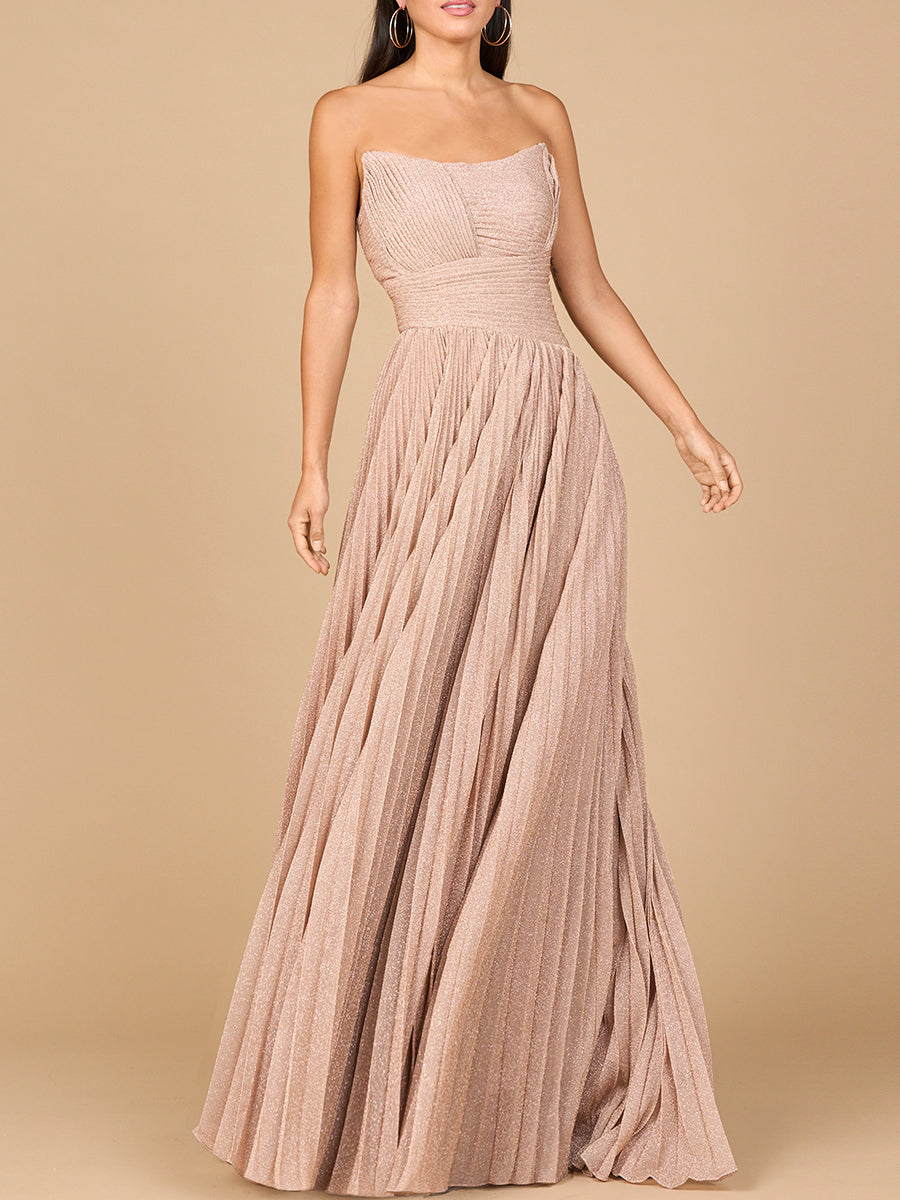 Flowing Pleated, Strapless Dress - Glamourous Grace
