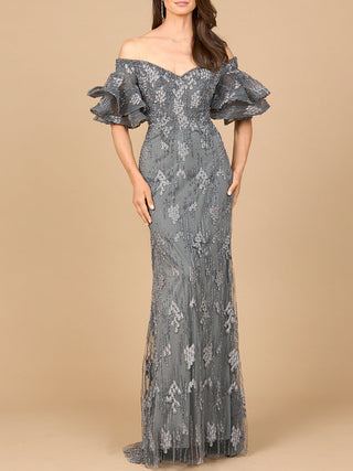 Off Shoulder Mermaid Gown with Tiered Sleeves - Glamourous Grace