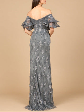 Off Shoulder Mermaid Gown with Tiered Sleeves - Glamourous Grace