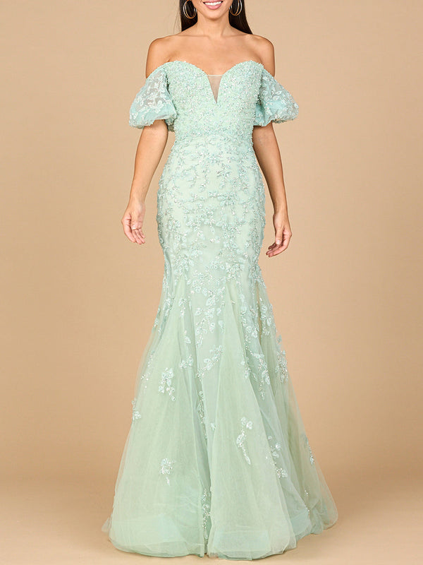 Lace, Off Shoulder Mermaid Gown - Glamourous Grace