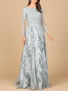Long Sleeve, Modest Beaded Gown | 28939