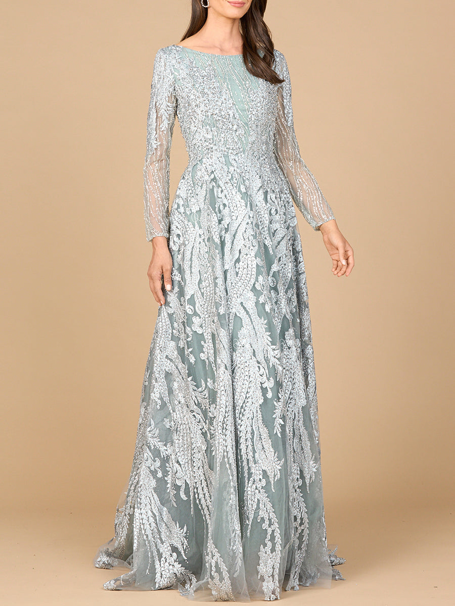 Long Sleeve, Modest Beaded Gown | 28939 - Glamourous Grace