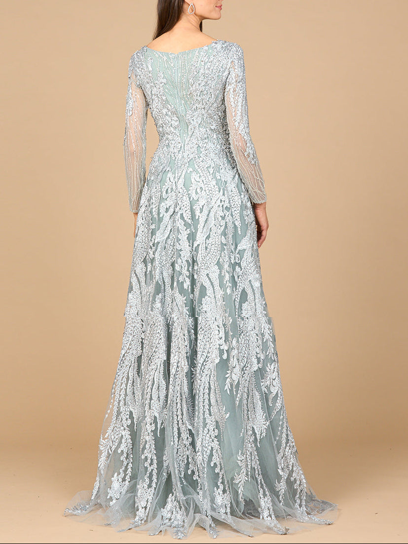 Long Sleeve, Modest Beaded Gown | 28939 - Glamourous Grace