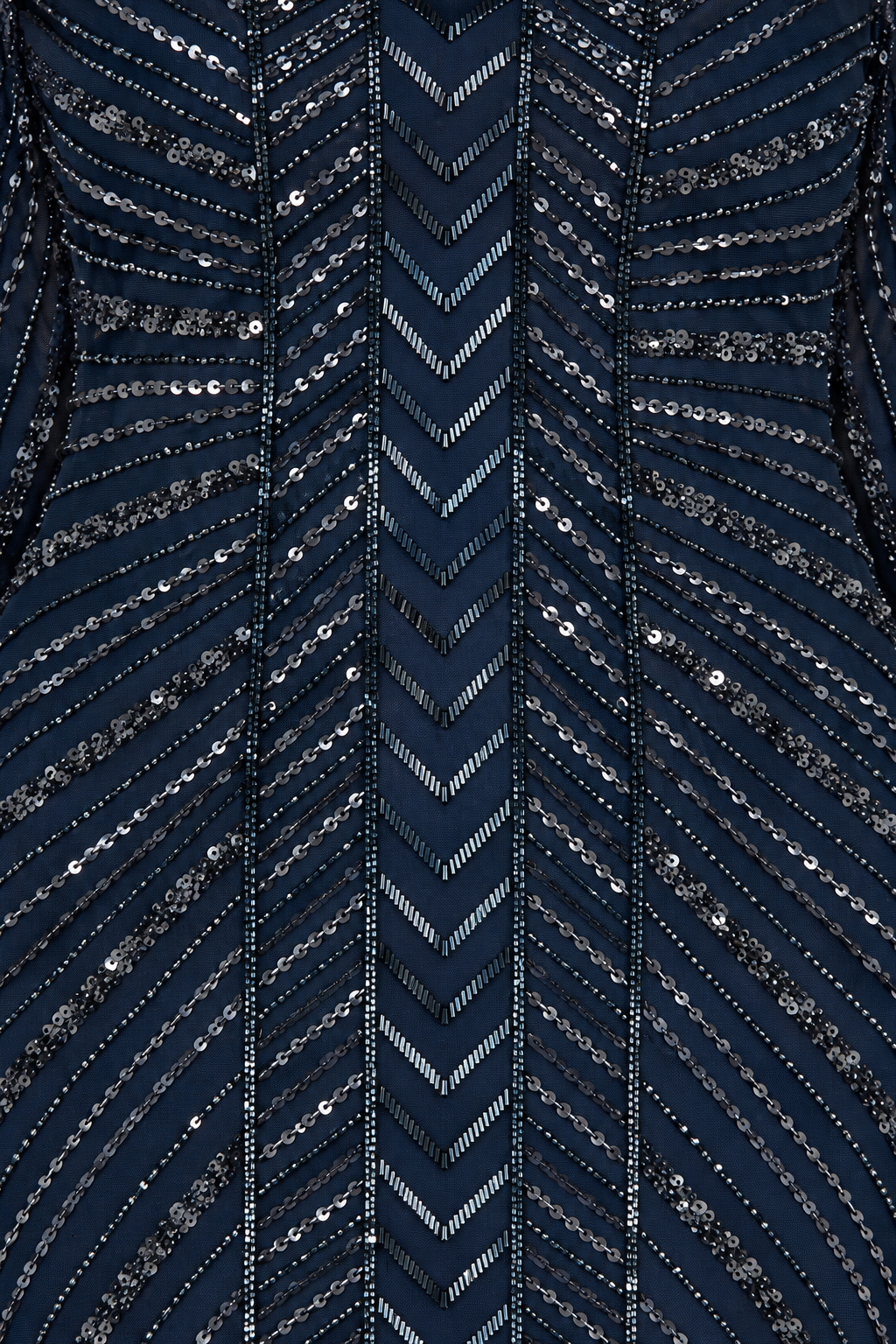 Long Sleeve Linear Focus Beaded Gown - Glamourous Grace