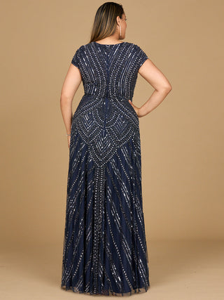 Cap Sleeve Beaded A-Line Gown - Glamourous Grace