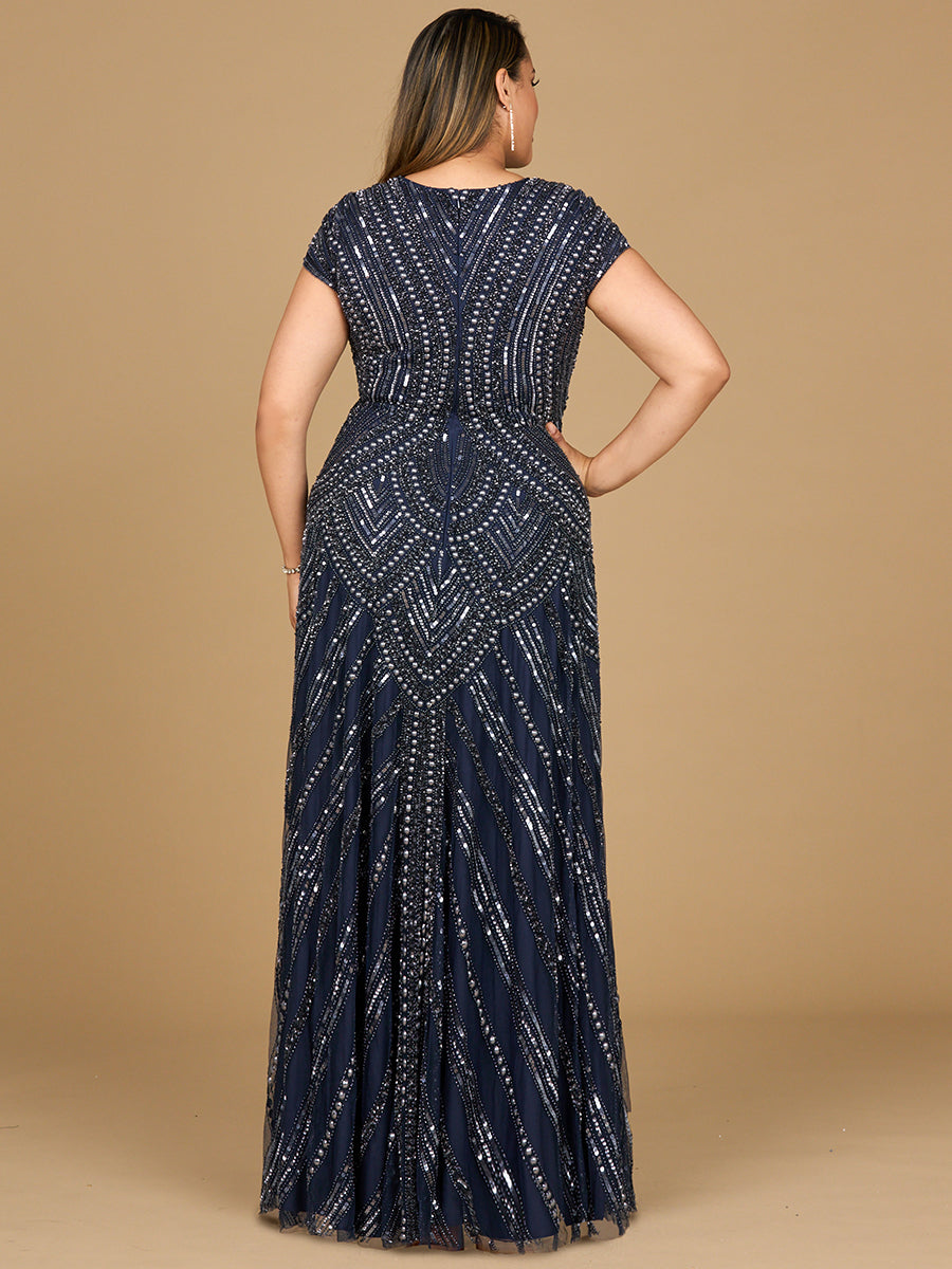 Cap Sleeve Beaded A-Line Gown - Glamourous Grace