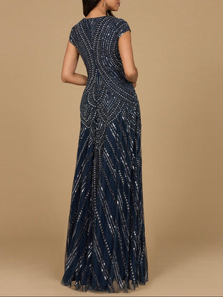Cap Sleeve Beaded A-Line Gown - Glamourous Grace