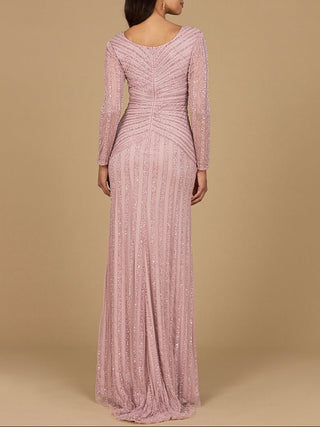 Long Sleeve Linear Beaded Gown | 28953 - Glamourous Grace