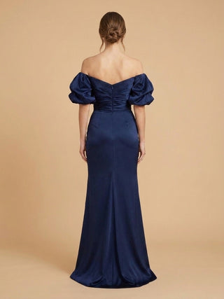 Off Shoulder Satin Dress with Slit | 28957 - Glamourous Grace