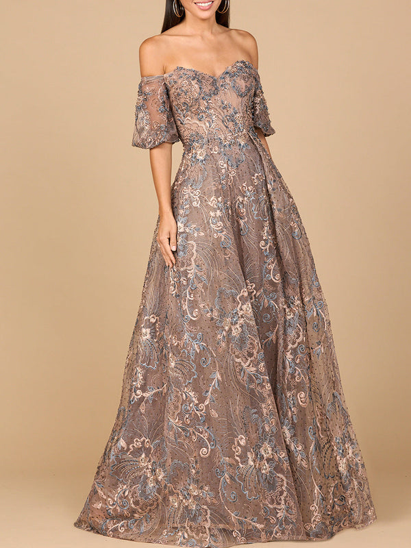 Off Shoulder Lace Ballgown - Glamourous Grace