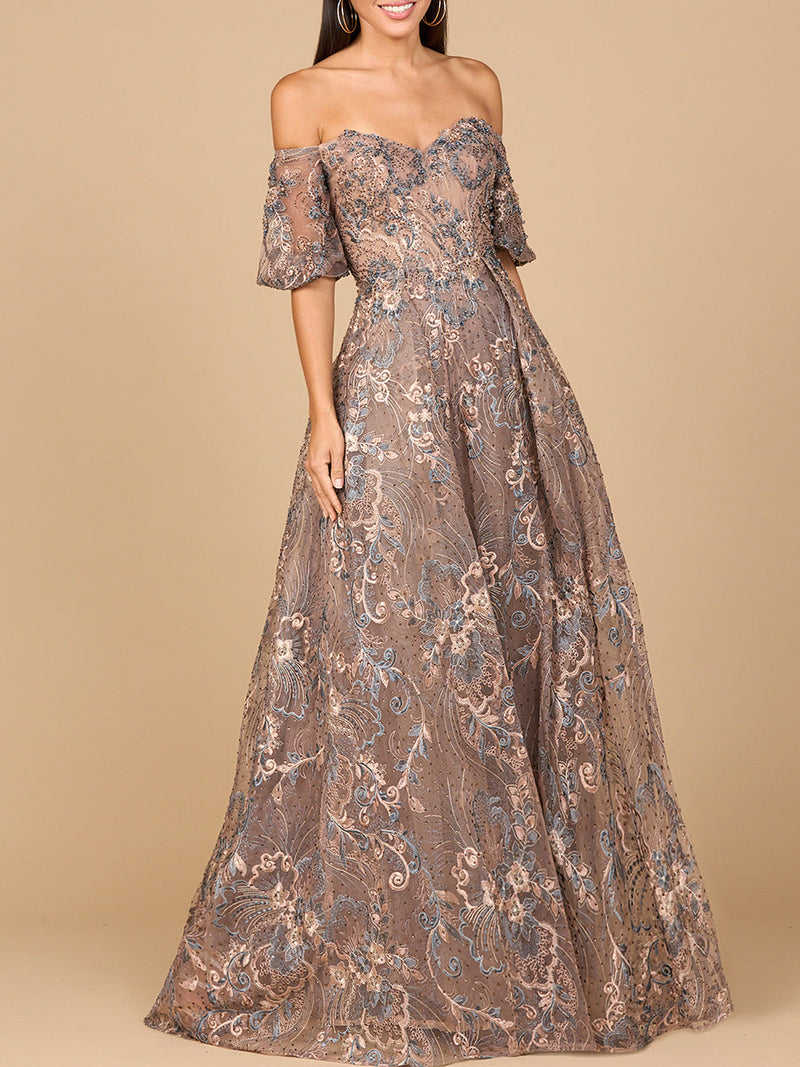Off Shoulder Lace Ballgown - Glamourous Grace