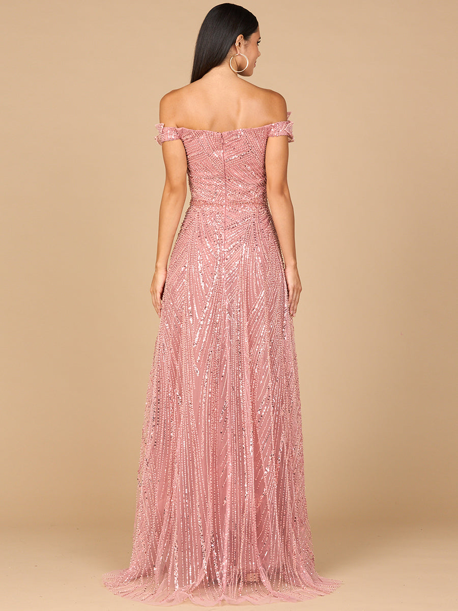 Off Shoulder Beaded Ballgown - Glamourous Grace